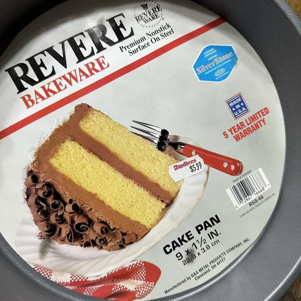 Rever Ware Bakeware 9 Inch Cake Pan Vintage 1994 NEW Silverstone 90s